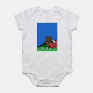 Devils Tower Wyoming and a Red Barn Baby Bodysuit